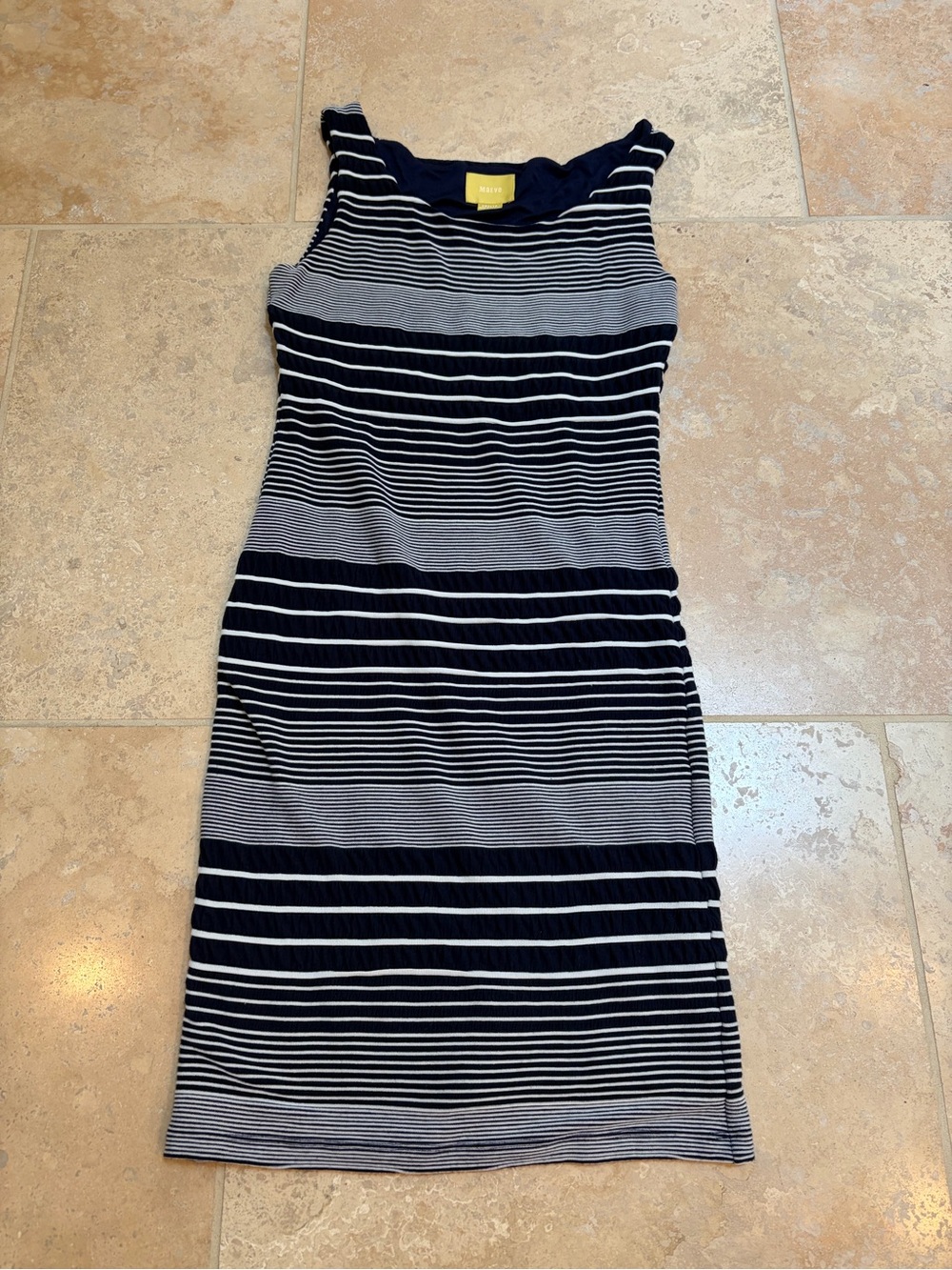 Maeve Edisto Striped Tank Midi Dress Navy and white